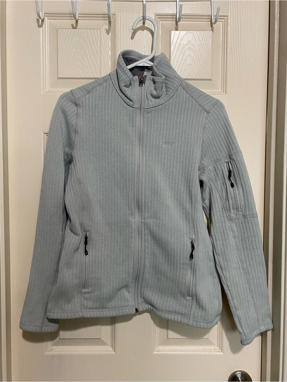 Patagonia Light Gray Ribbed Full-Zip Jacket